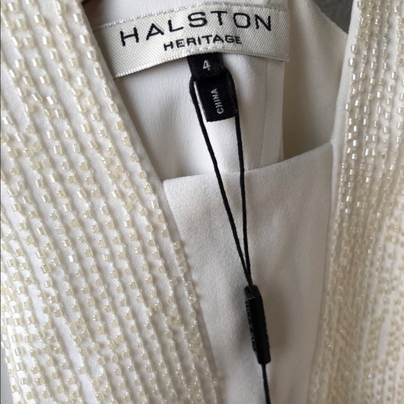 NWT, SZ 4 Halston Heritage white fit and flare cocktail dress. - Picture 7 of 9